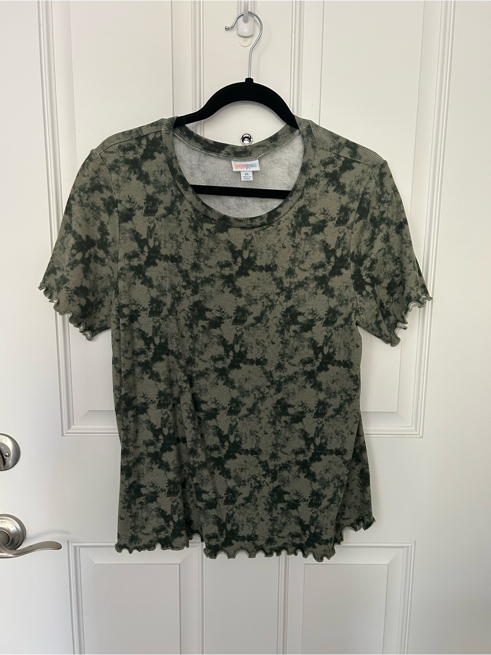 LuLaRoe Olive Green Tie-Dye Short Sleeve Tee